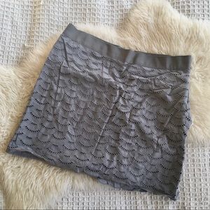 J. Crew Fan Eyelet Mini Skirt Grey Cotton